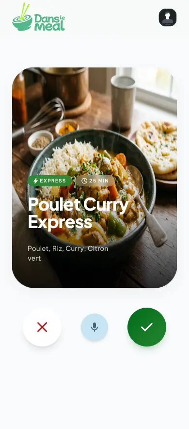 Aperçu App Mobile Swipe recettes